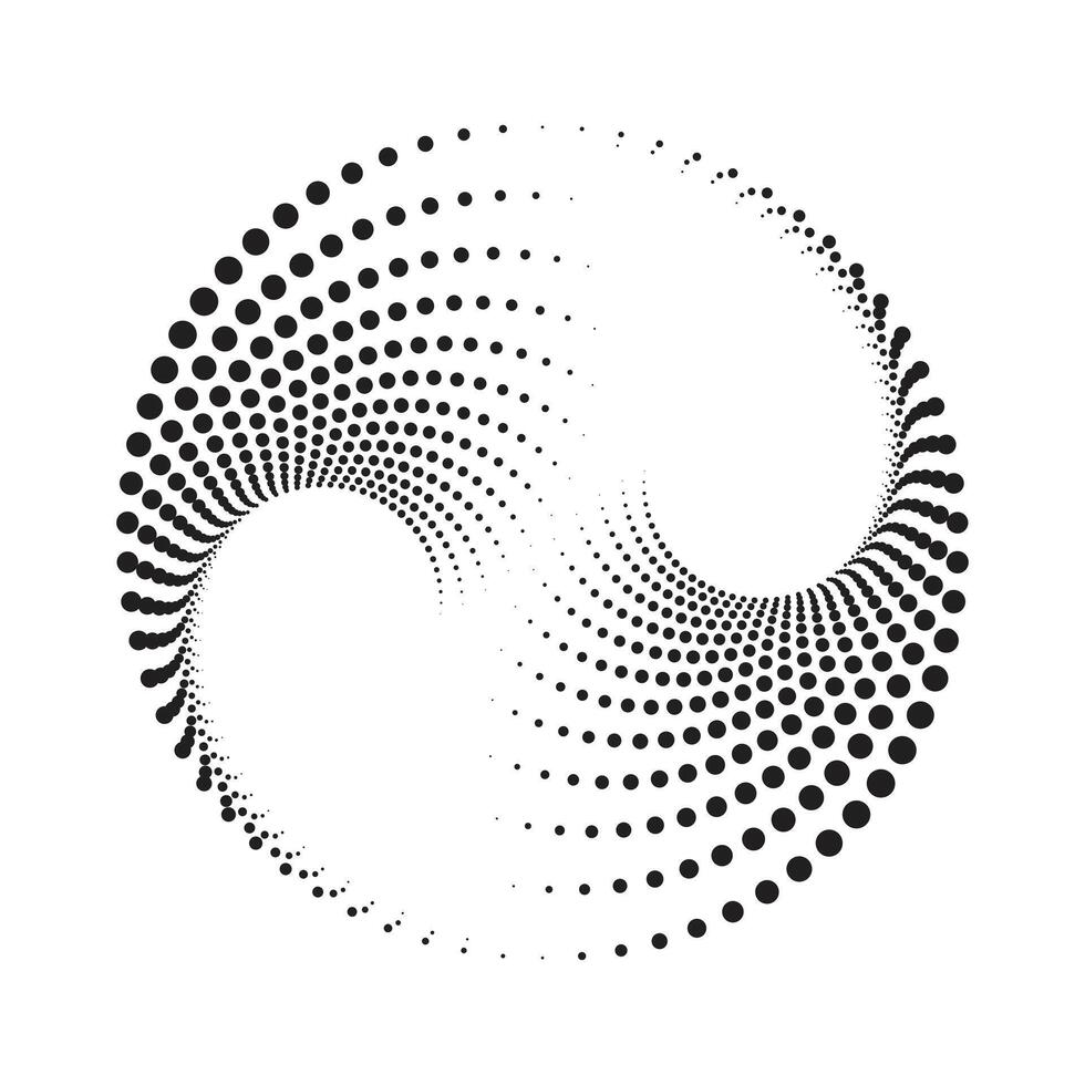 demi-teinte circulaire à pois cadres ensemble. cercle points isolé sur le blanc Contexte. logo conception élément pour médical, traitement, cosmétique. rond frontière en utilisant demi-teinte cercle points texture. vecteur