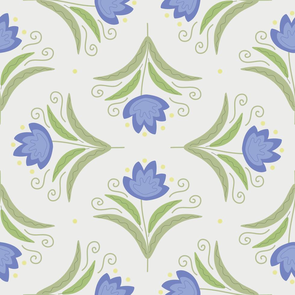 sans couture motifs. ensemble de été bleu fleurs . Facile plat moderne dessin. floral texture pour textile et mode conception. printemps botanique imprimer. vecteur