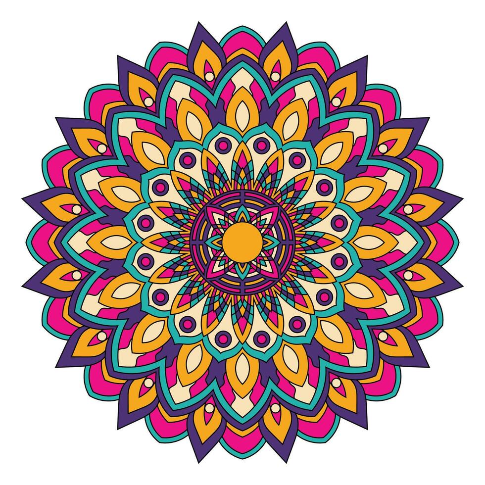 fleur mandala coloré vecteur illustration