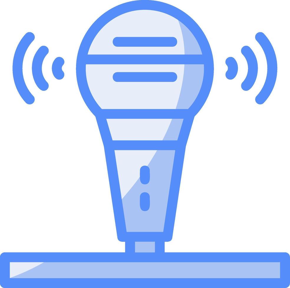 microphone ligne rempli bleu icône vecteur