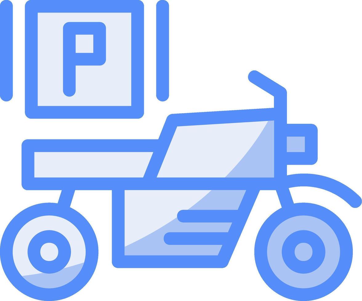 moto parking ligne rempli bleu icône vecteur