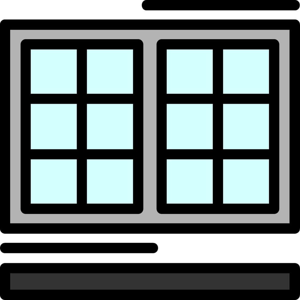 icône remplie de ligne de fenêtre vecteur