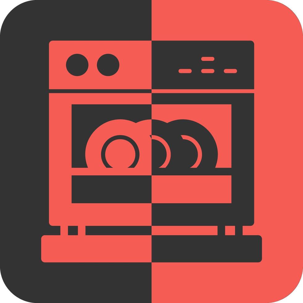 Lave-vaisselle rouge inverse icône vecteur
