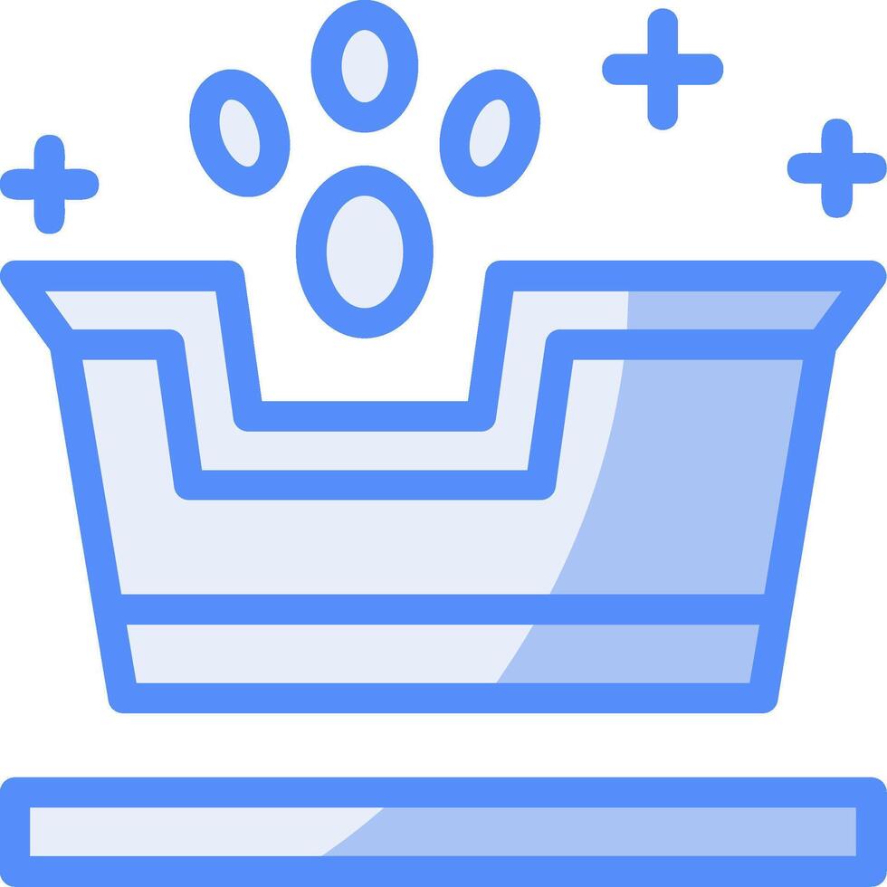 chat litière boîte ligne rempli bleu icône vecteur