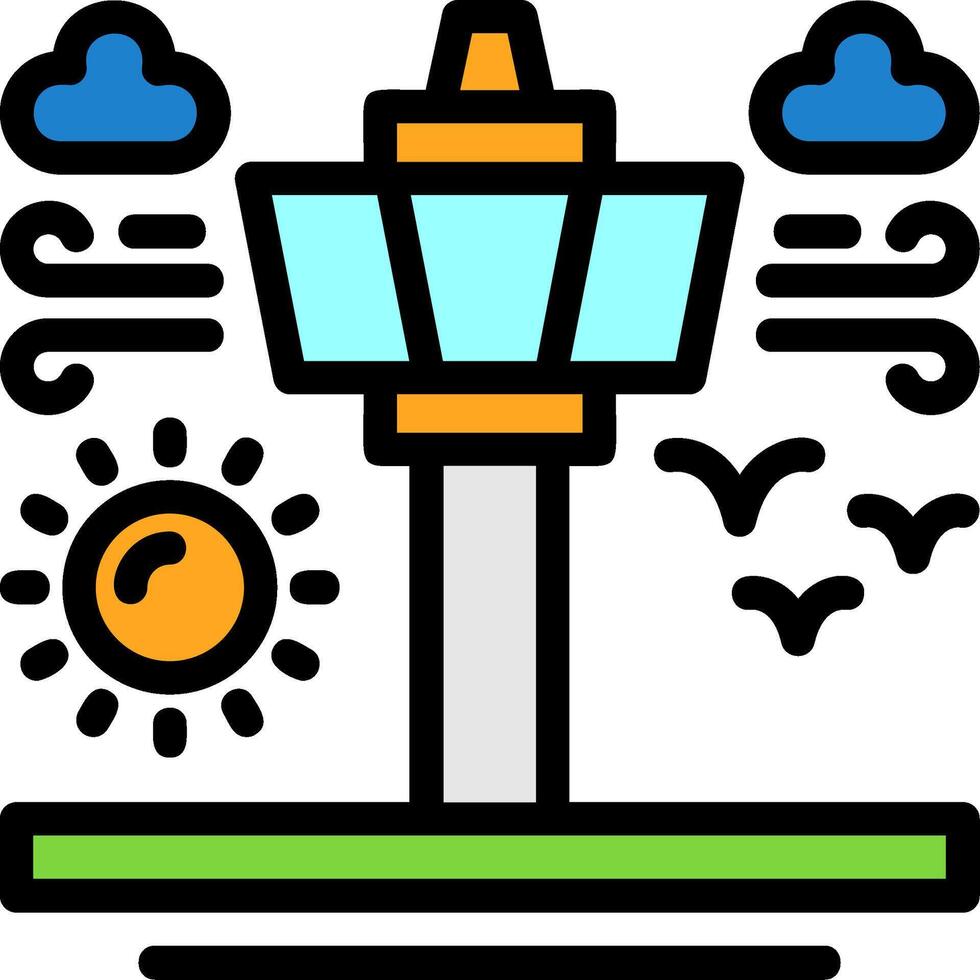 air circulation contrôle la tour ligne rempli icône vecteur