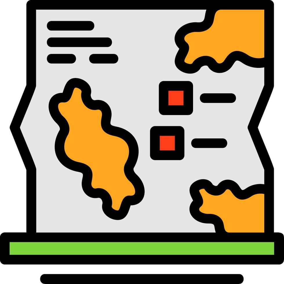 icône remplie de ligne de carte vecteur