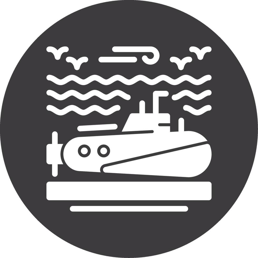 icône de cercle de glyphe sous-marin vecteur