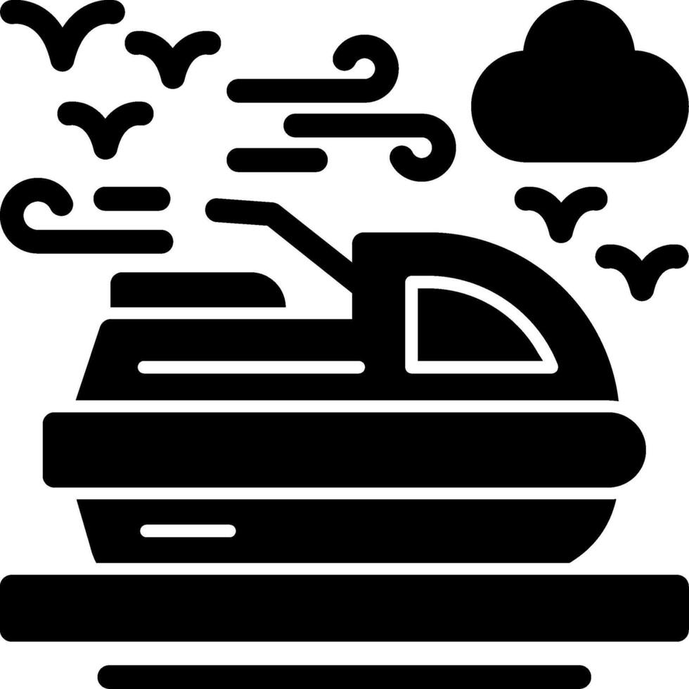 icône de glyphe de jet ski vecteur
