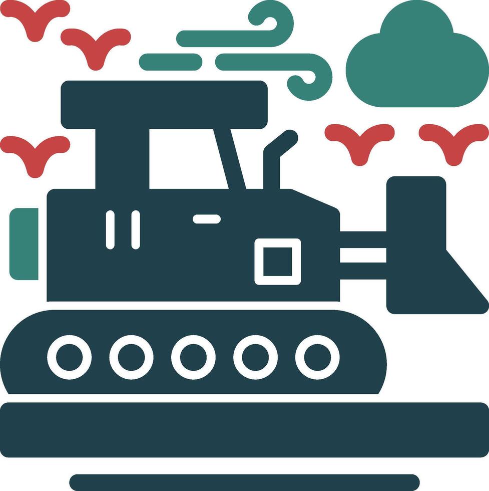 icône de deux couleurs de glyphe de bulldozer vecteur