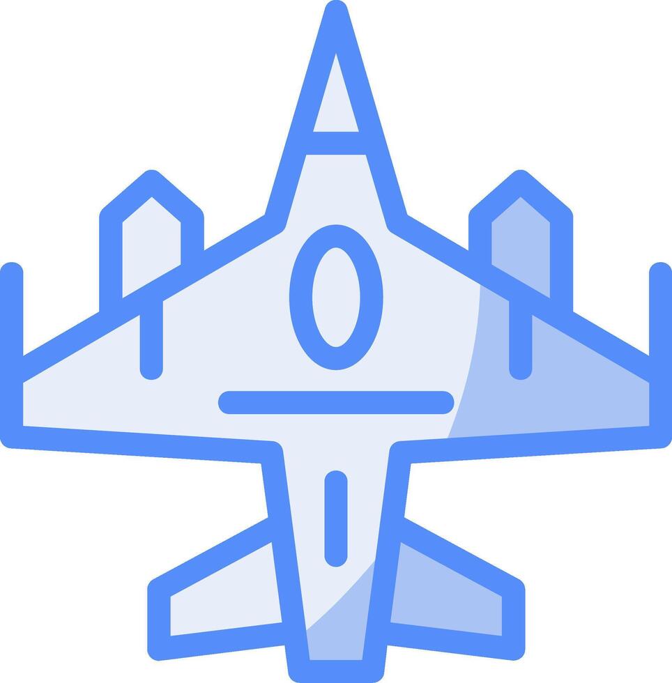 combattant jet ligne rempli bleu icône vecteur