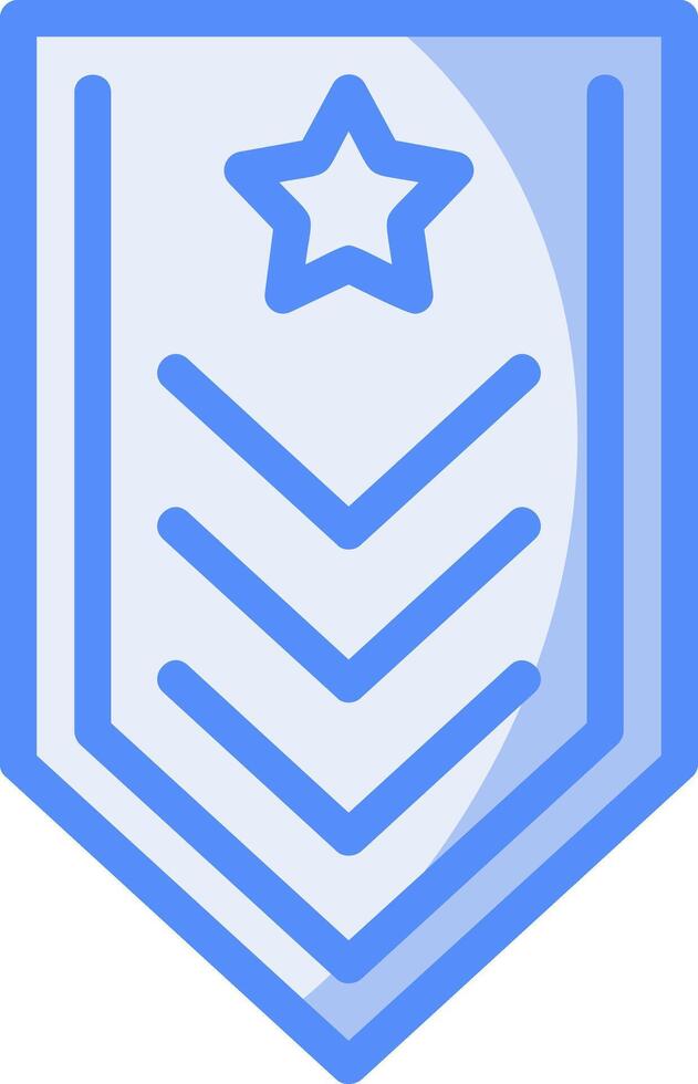 militaire badge ligne rempli bleu icône vecteur