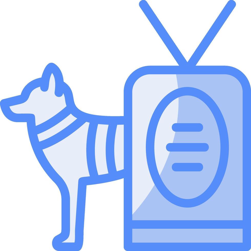 militaire chien étiquette ligne rempli bleu icône vecteur