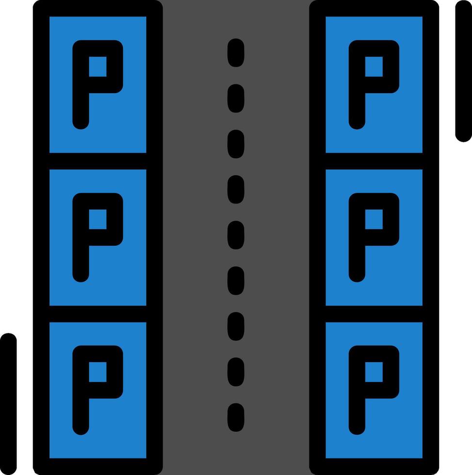 parallèle parking ligne rempli icône vecteur