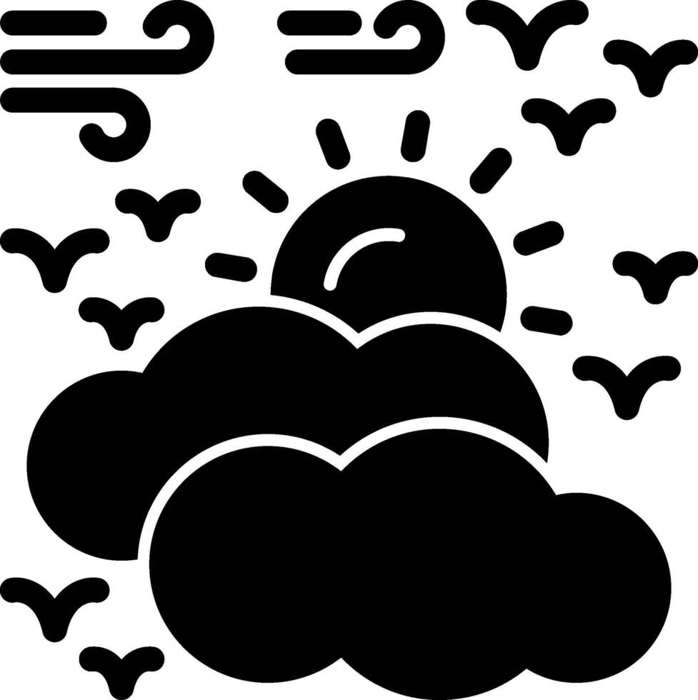 partiellement nuageux glyphe icône vecteur