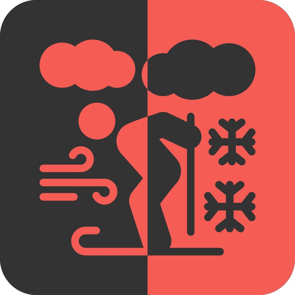 ski rouge inverse icône vecteur