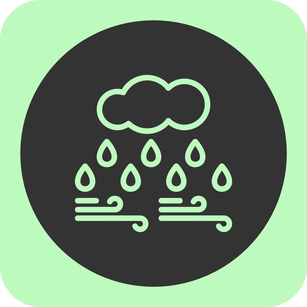 nuage avec goutte de pluie linéaire rond icône vecteur