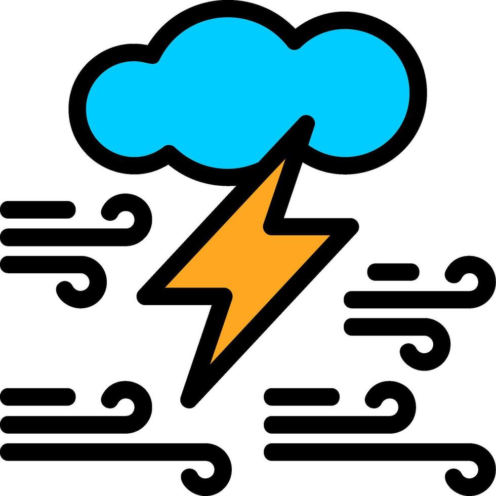 nuage avec coup de tonnerre ligne rempli icône vecteur