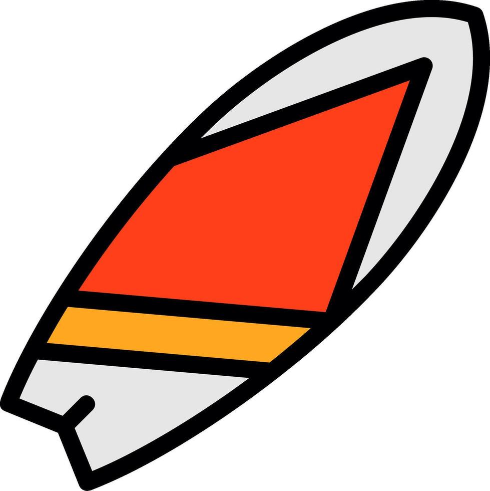 icône remplie de ligne de planche de surf vecteur
