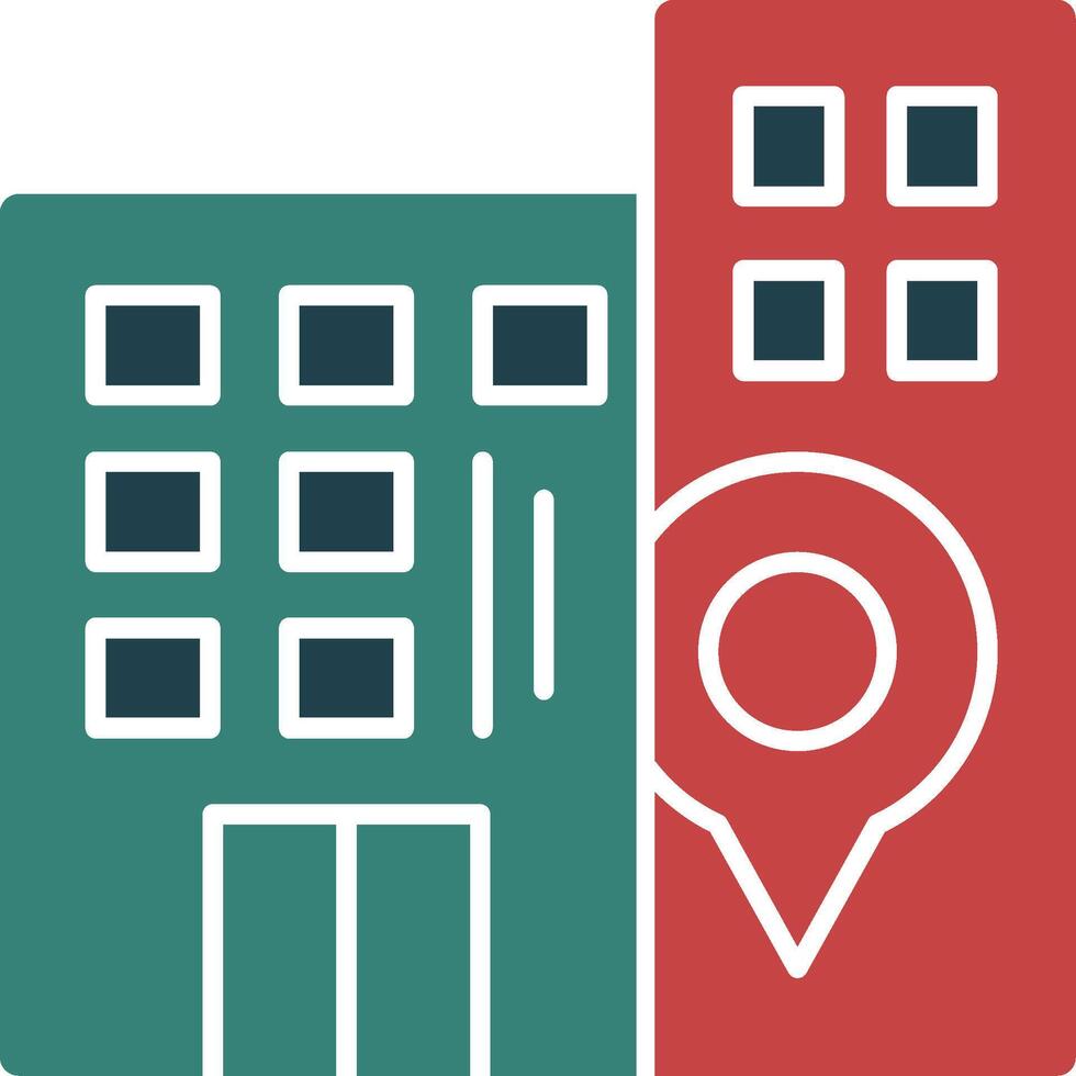 icône de deux couleurs de glyphe d'immeuble de bureaux vecteur