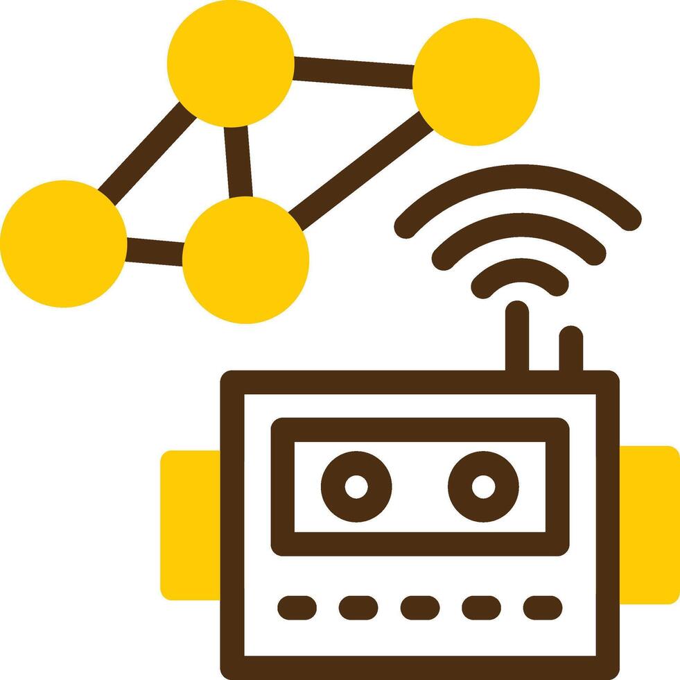 social la robotique Jaune mensonge cercle icône vecteur