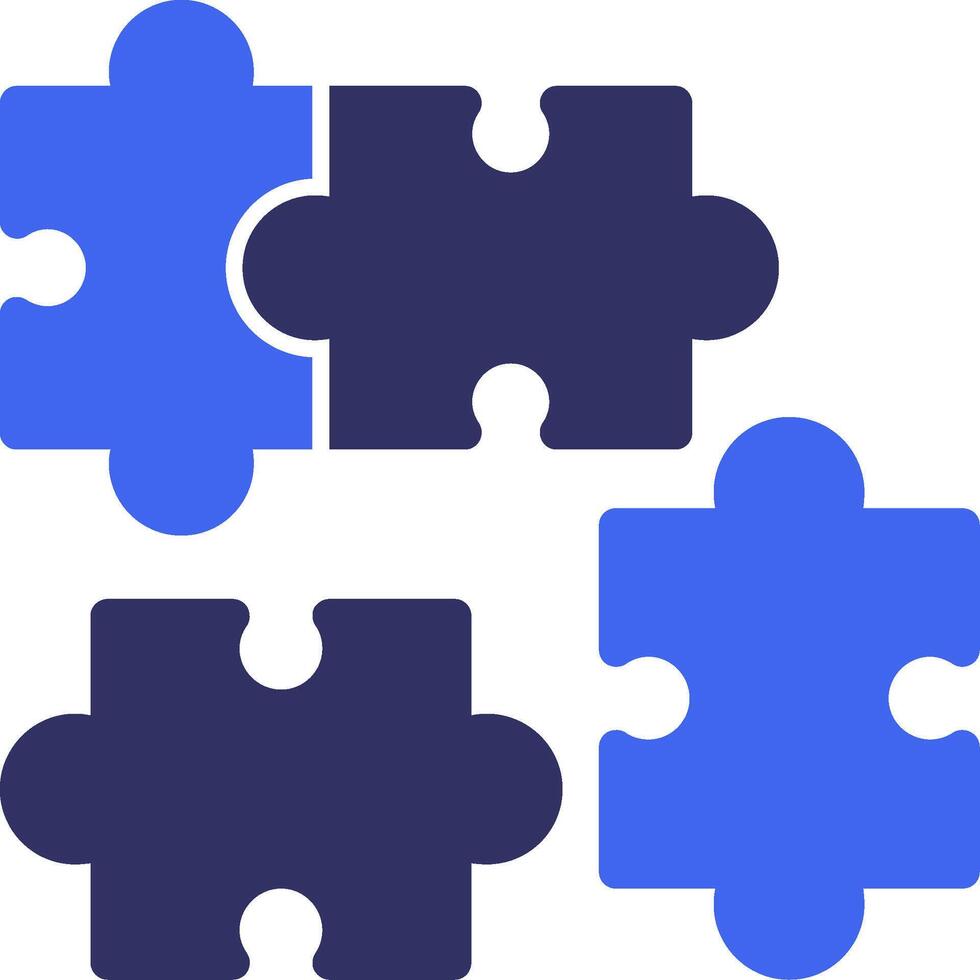 puzzle pièce solide deux Couleur icône vecteur