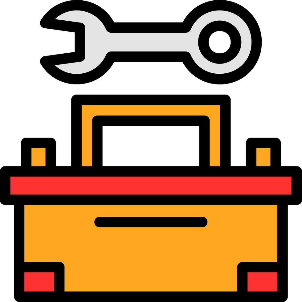 boîte à outils et clé ligne rempli icône vecteur