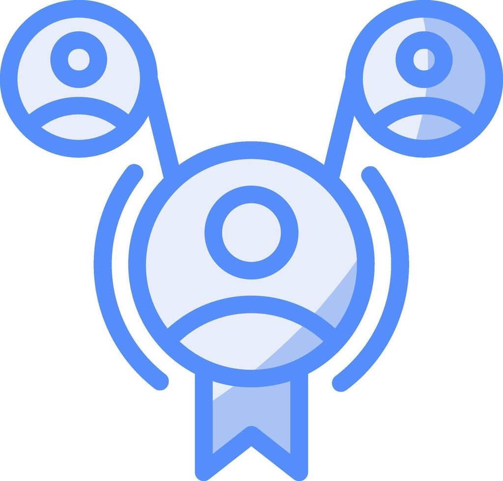 la mise en réseau badge ligne rempli bleu icône vecteur