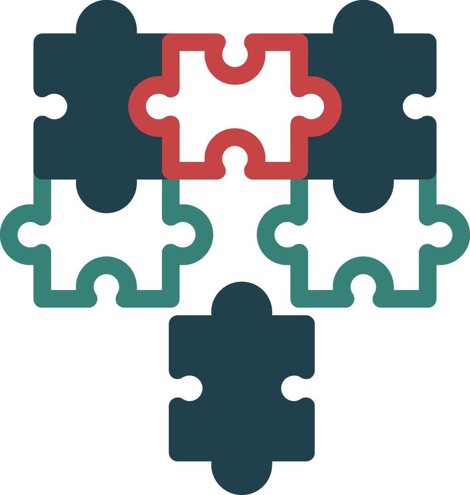 puzzle pièces raccord ensemble symbolisant alignement glyphe deux Couleur icône vecteur