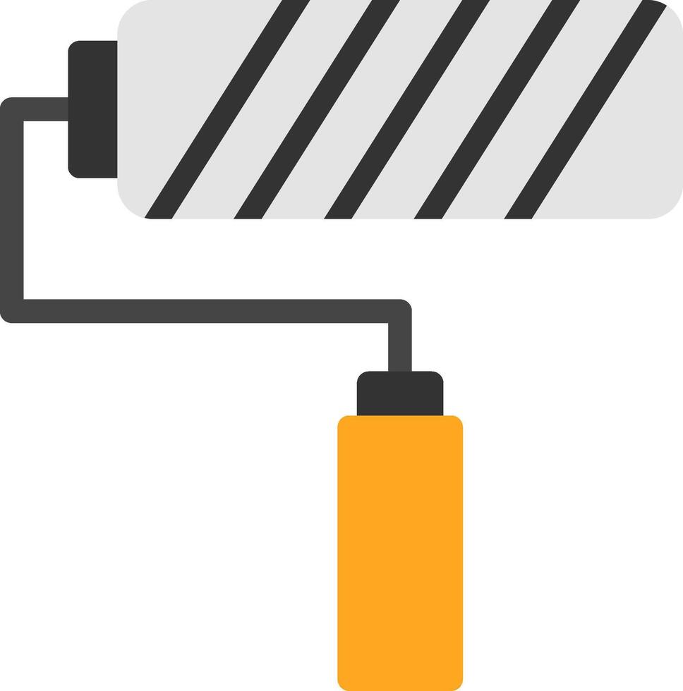 icône plate de rouleau de peinture vecteur