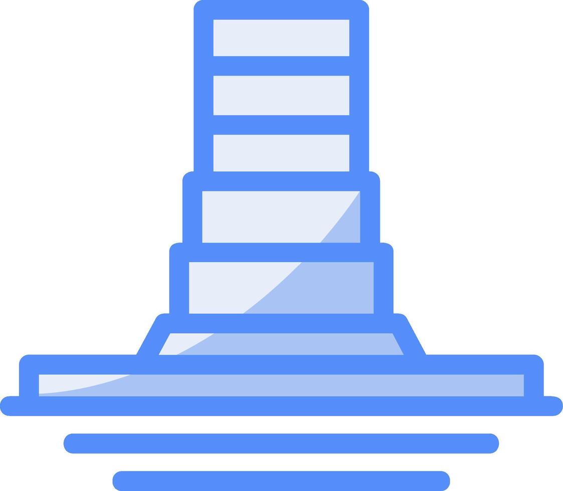 contruction barrial ligne rempli bleu icône vecteur