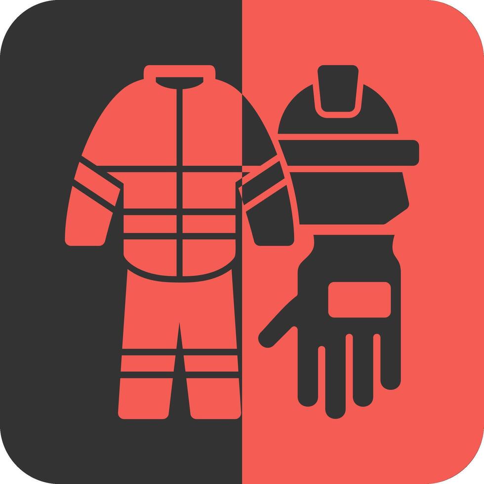 sapeur pompier uniforme rouge inverse icône vecteur
