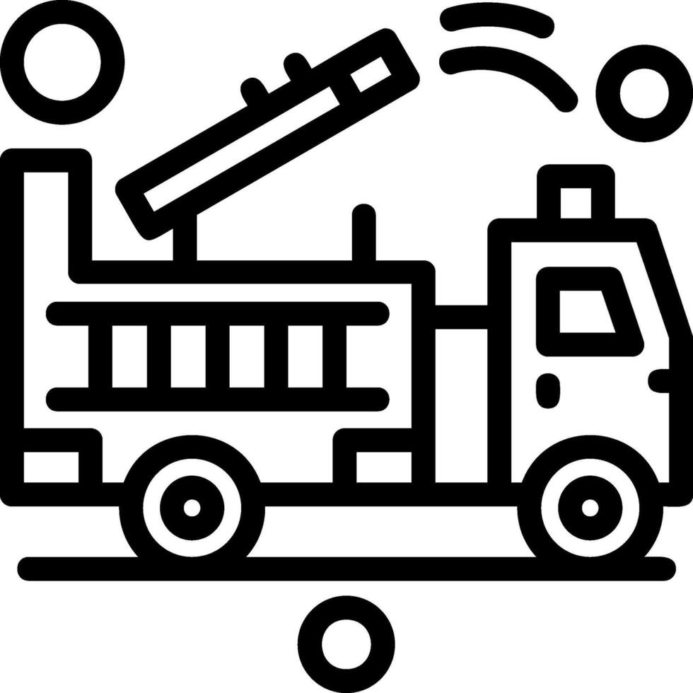 Feu un camion moniteur ligne icône vecteur