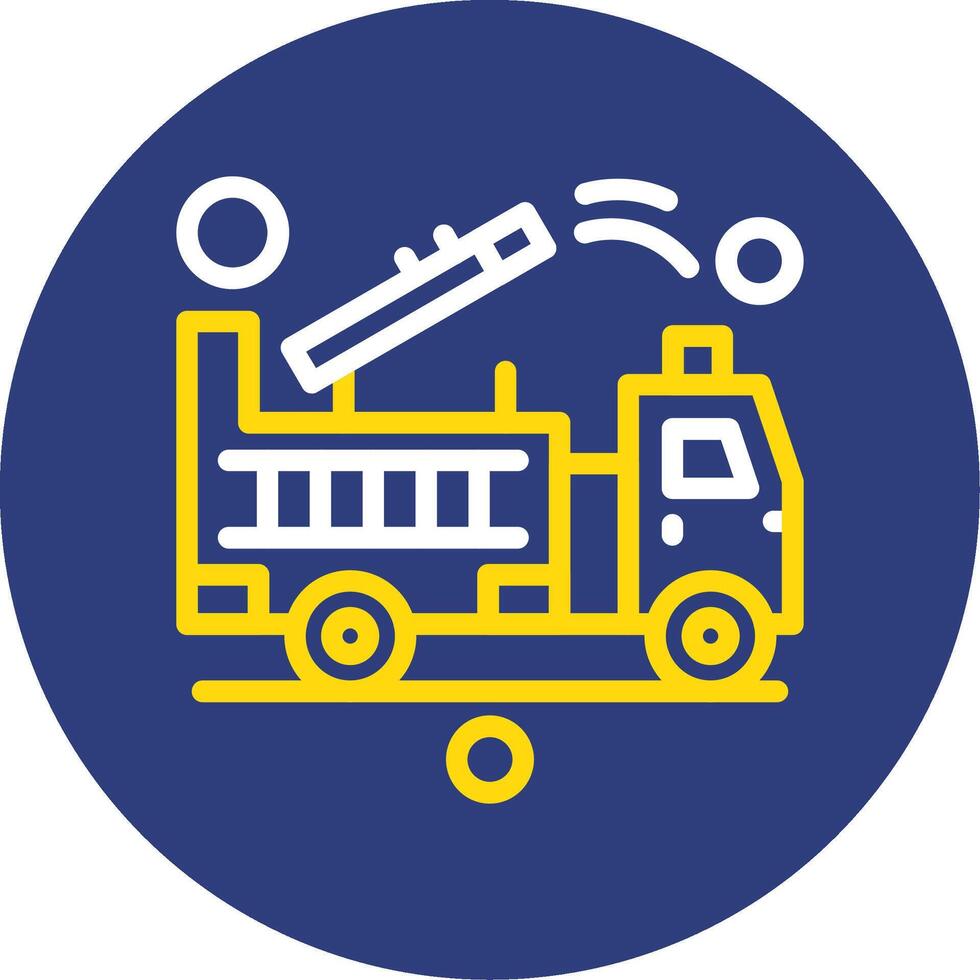 Feu un camion moniteur double ligne cercle icône vecteur