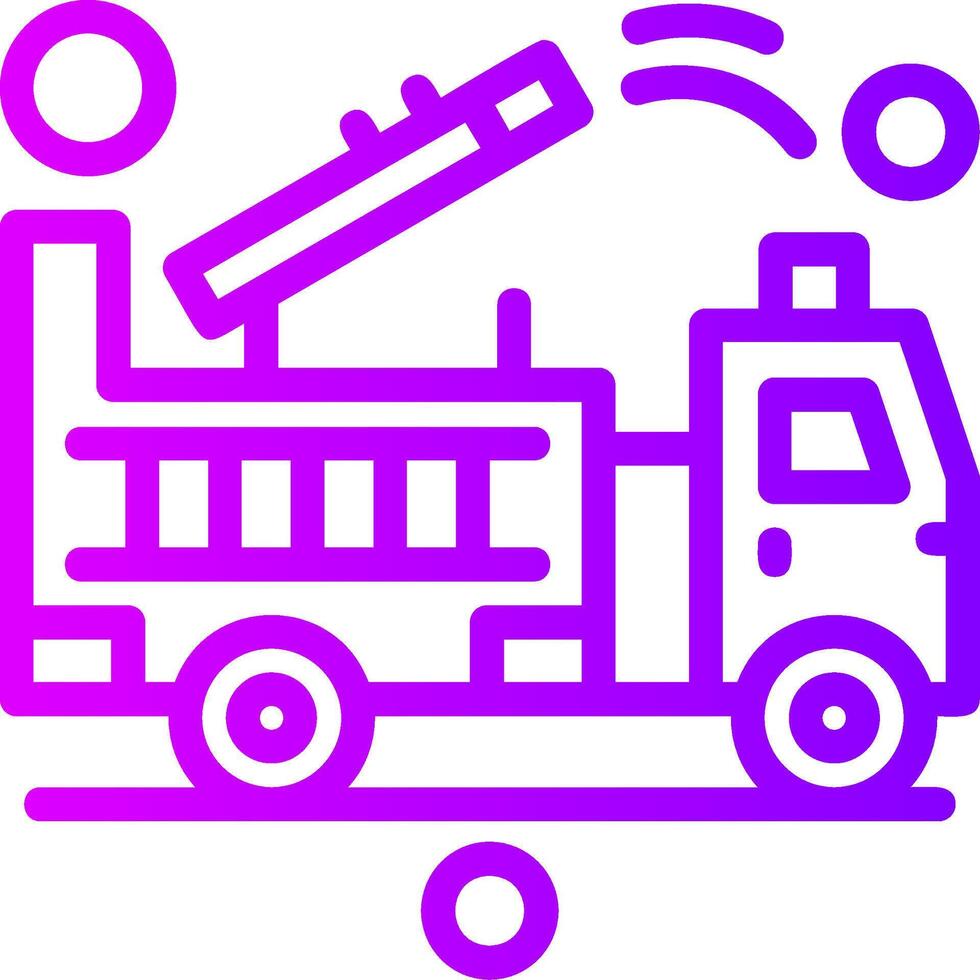 Feu un camion moniteur linéaire pente icône vecteur