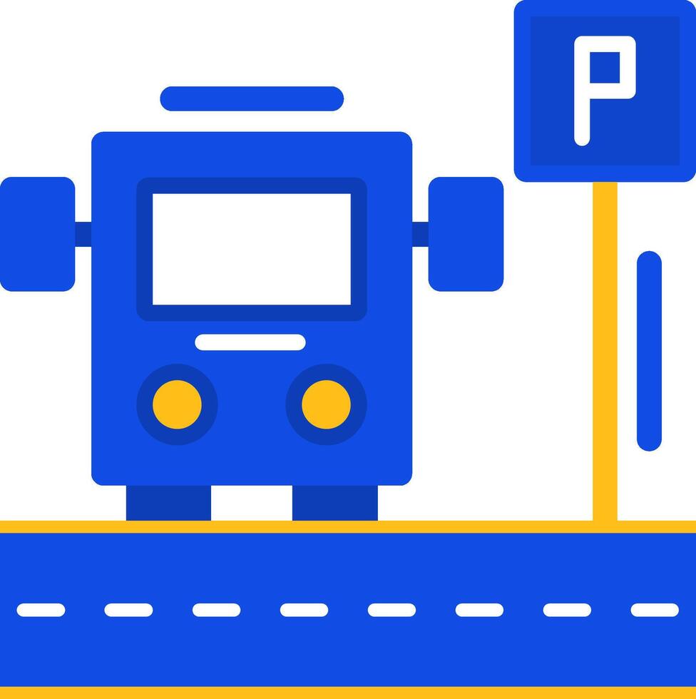 parking Navette autobus plat deux Couleur icône vecteur