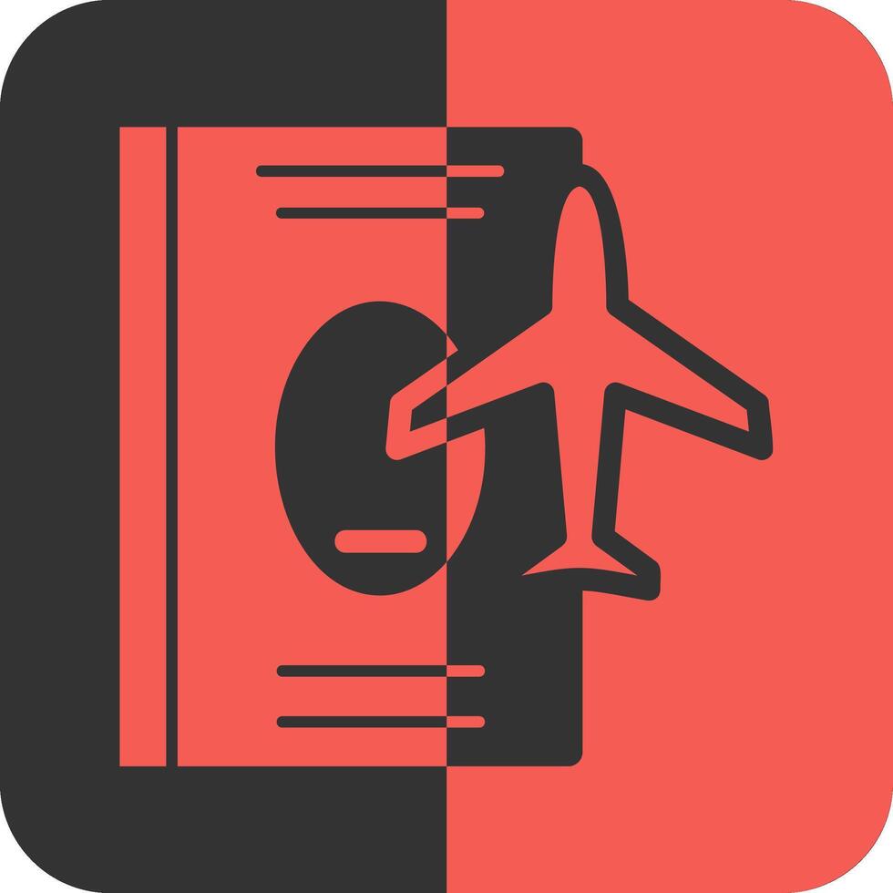 passeport rouge inverse icône vecteur