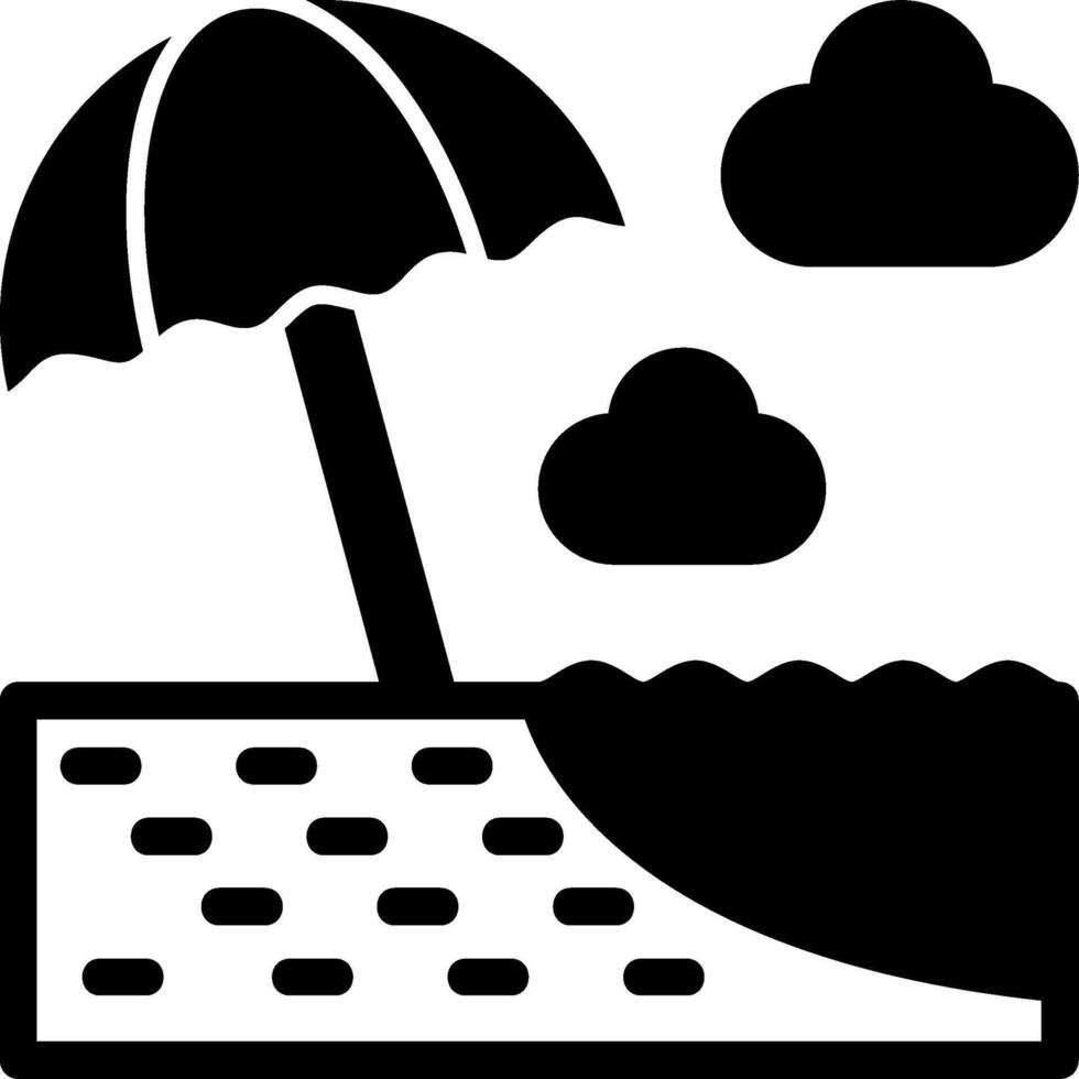 plage parapluie glyphe icône vecteur