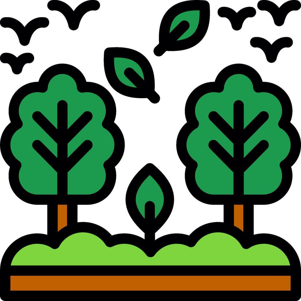 icône remplie de ligne forestière vecteur