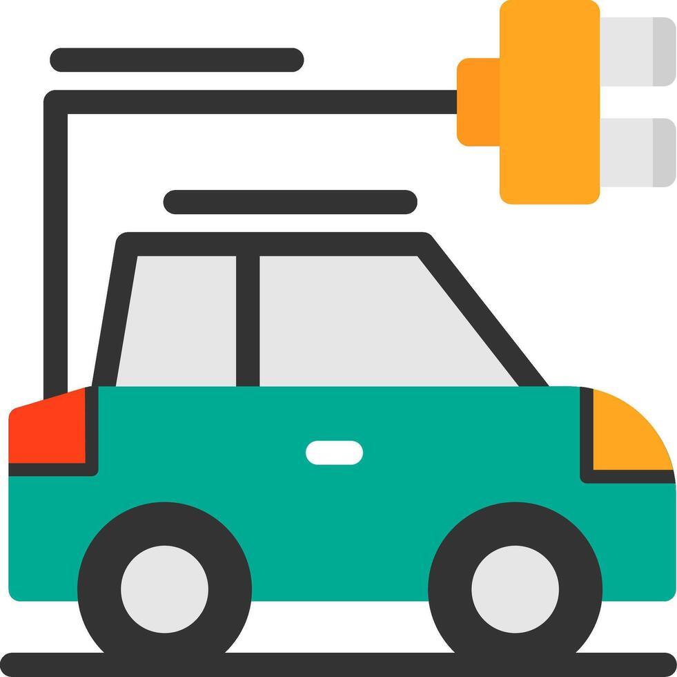 voiture avec mise en charge symbole plat icône vecteur