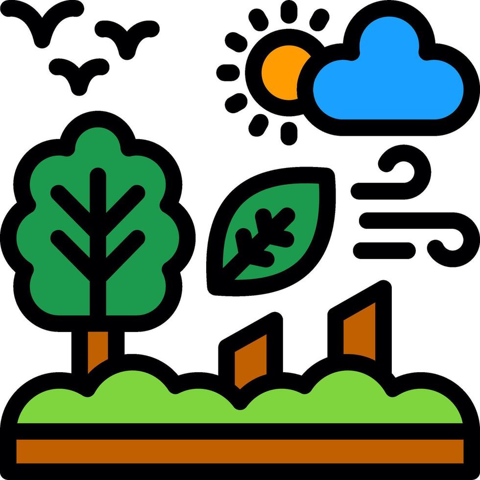 icône remplie de ligne de déforestation vecteur