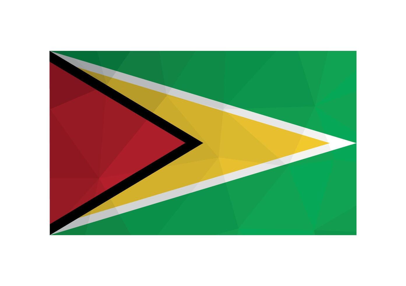 vecteur illustration. officiel insigne de Guyane. nationale drapeau avec rouge, Jaune triangulaires sur vert Contexte. Créatif conception dans faible poly style avec triangulaire formes.
