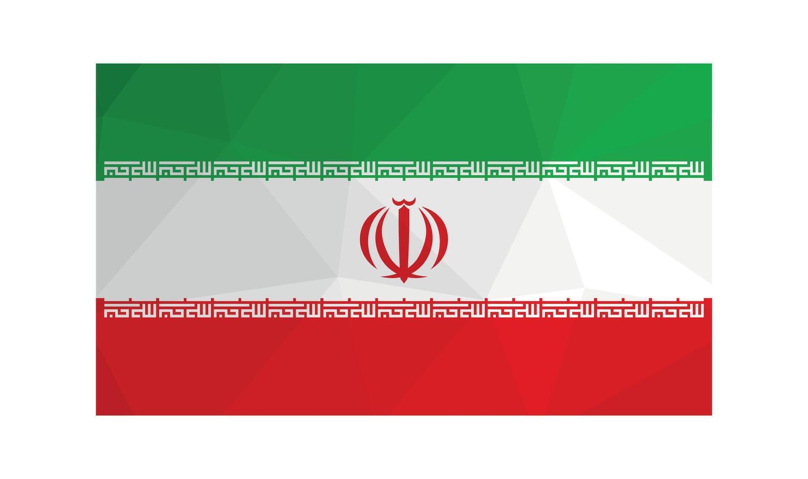 vecteur illustration. officiel symbole de islamique république de l'Iran. nationale drapeau dans vert, blanc, rouge couleurs. Créatif conception dans faible poly style avec triangulaire formes.