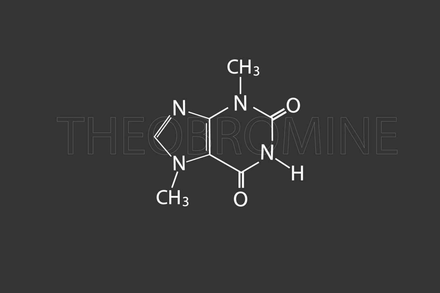 théobromine moléculaire squelettique chimique formule vecteur
