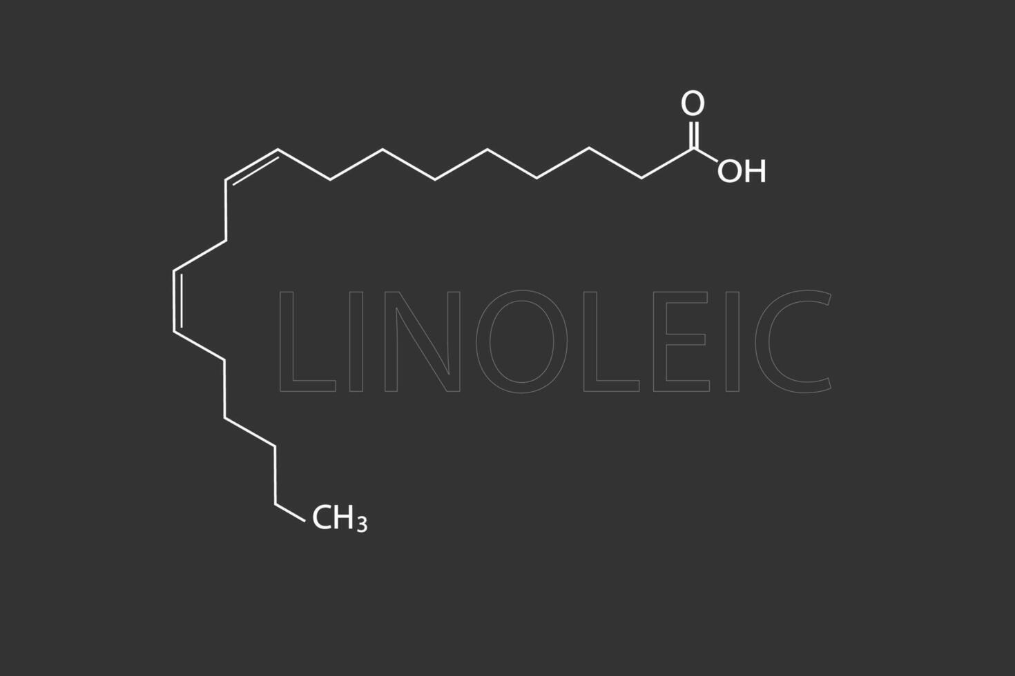 linoléique moléculaire squelettique chimique formule vecteur