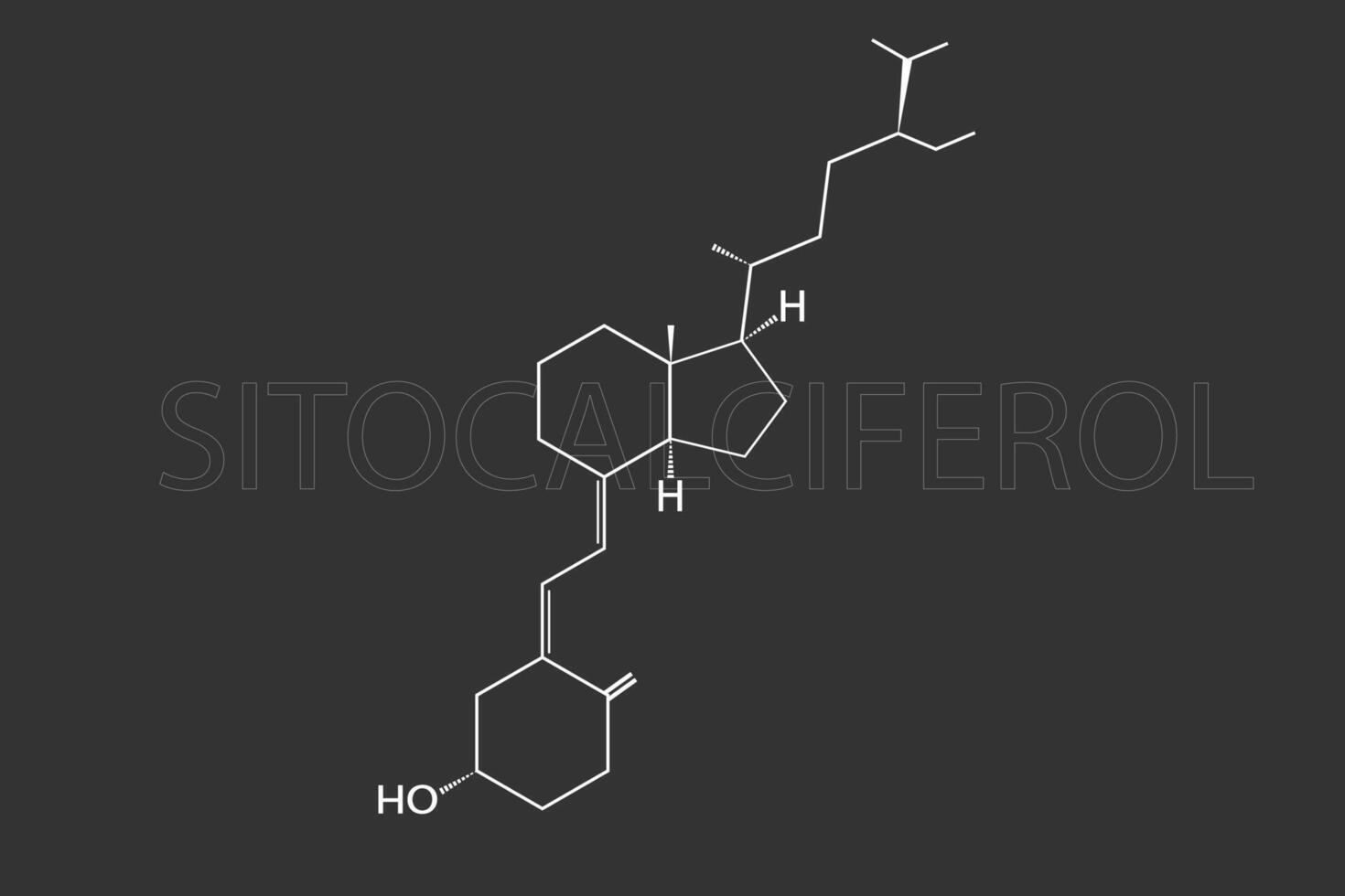 sitocalciférol moléculaire squelettique chimique formule vecteur