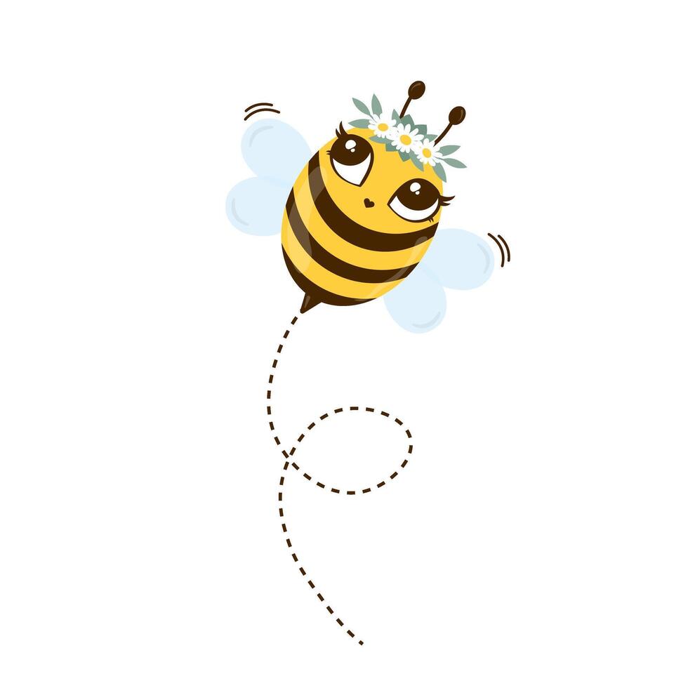 abeille dessin animé signe symbole sur blanc Contexte vecteur illustration