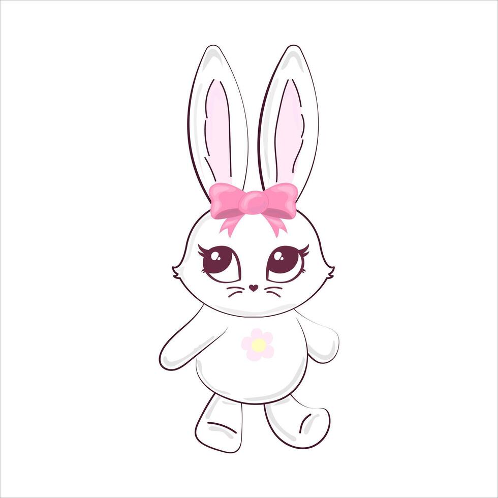 mignonne lapin lapin contour esquisser vecteur illustration. minimal lapin vecteur