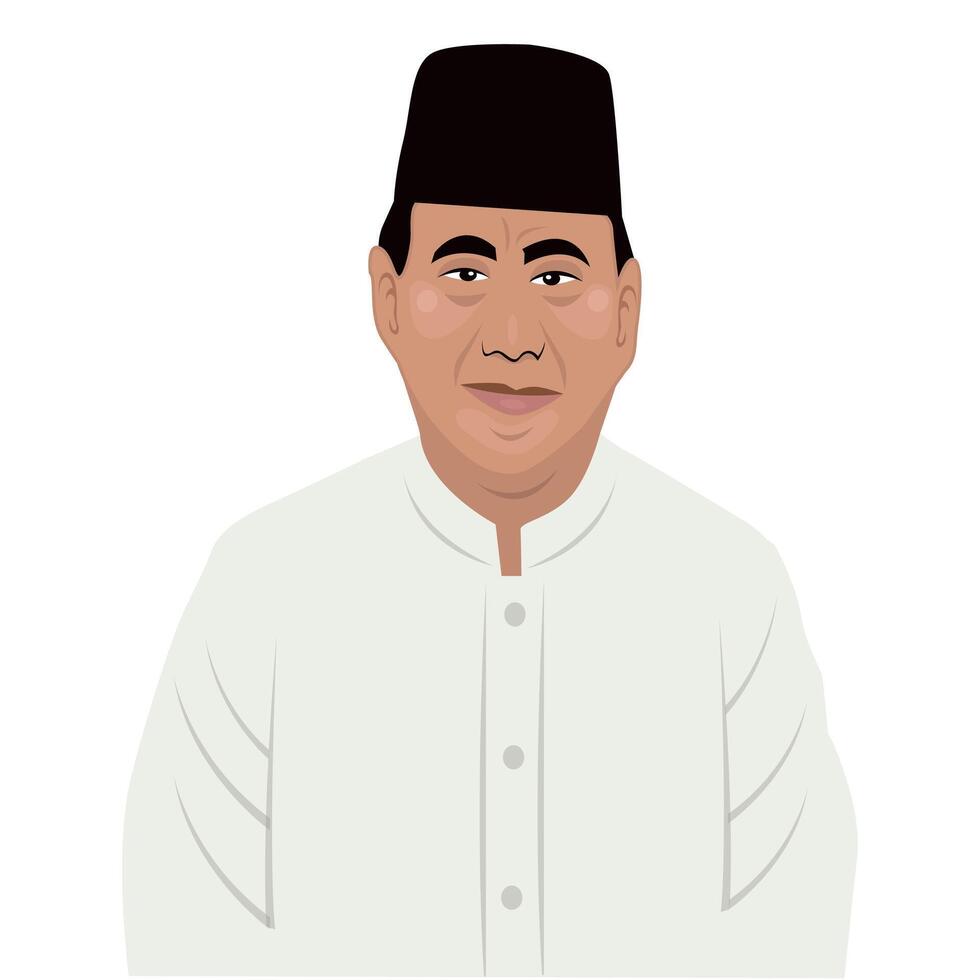 prabowo souscrit dans blanc chemise vecteur dessin animé illustration