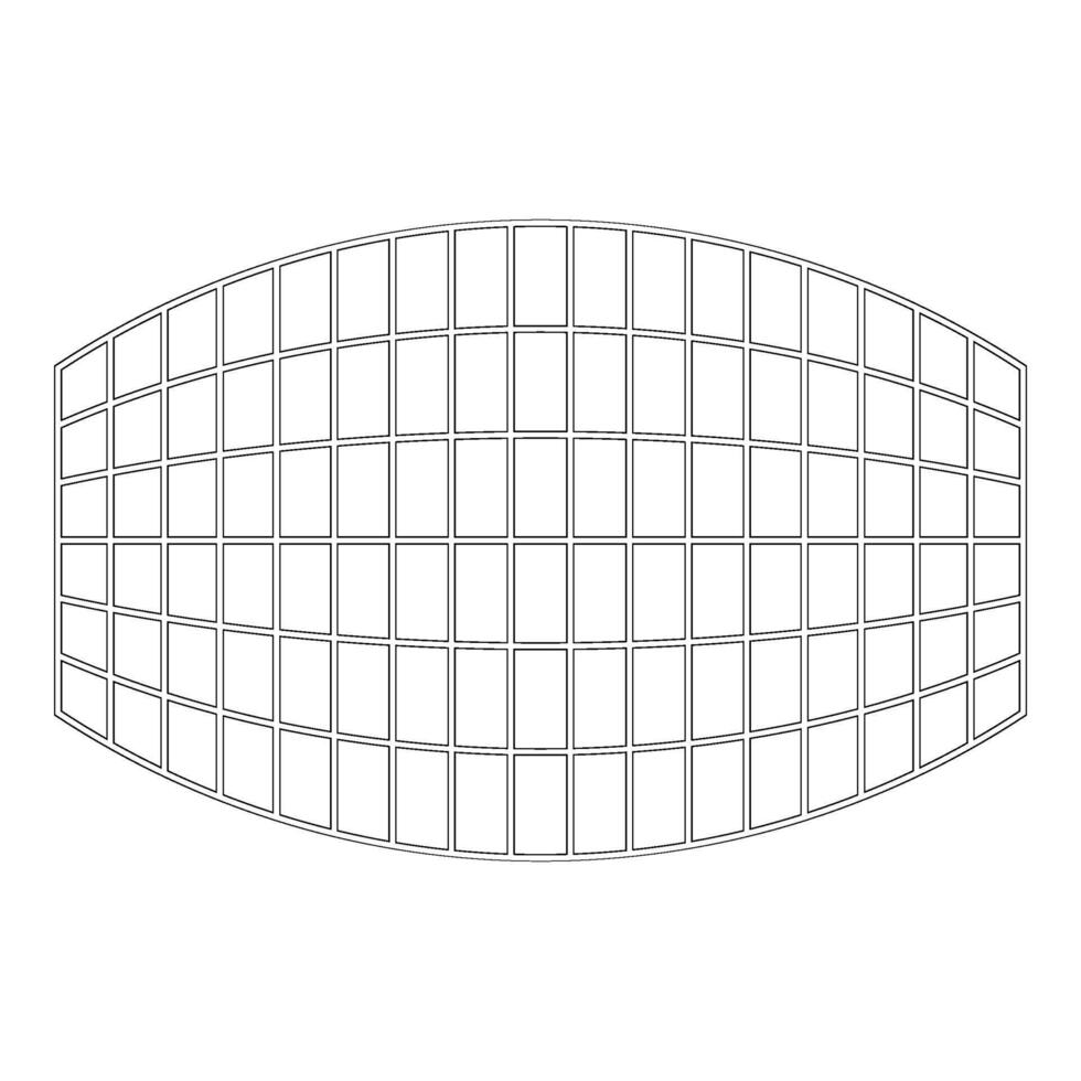 rectangle dans projection la grille à carreaux contour contour ligne icône noir Couleur vecteur illustration image mince plat style