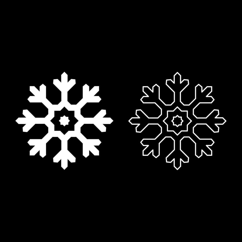flocon de neige ensemble icône blanc Couleur vecteur illustration image solide remplir contour contour ligne mince plat style